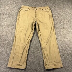 Duluth Flex Fire Hose Pants Mens 42x30 Beige Canvas Relaxed Workwear Chino